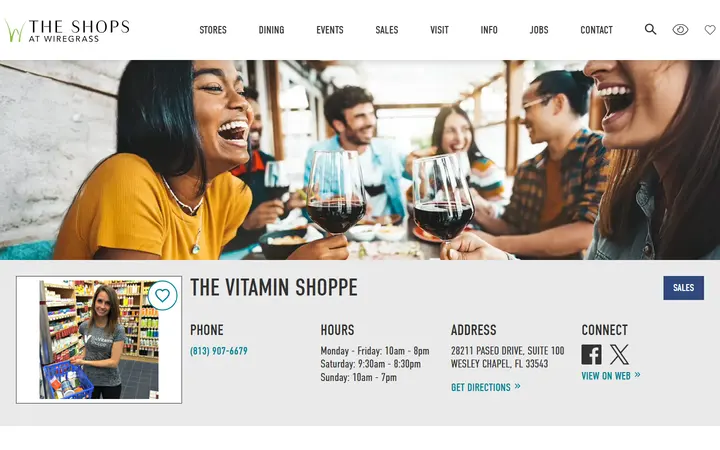 Website page titled The Shops at Wiregrass ::: The Vitamin Shoppe