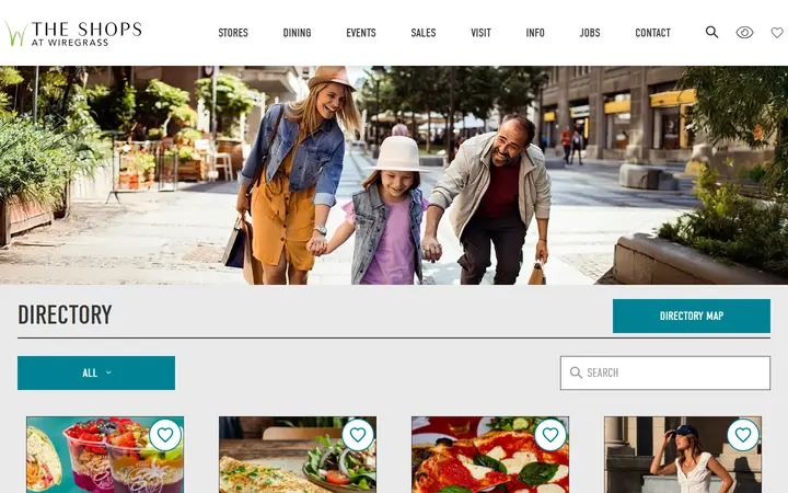 Website page titled The Shops at Wiregrass ::: Directory